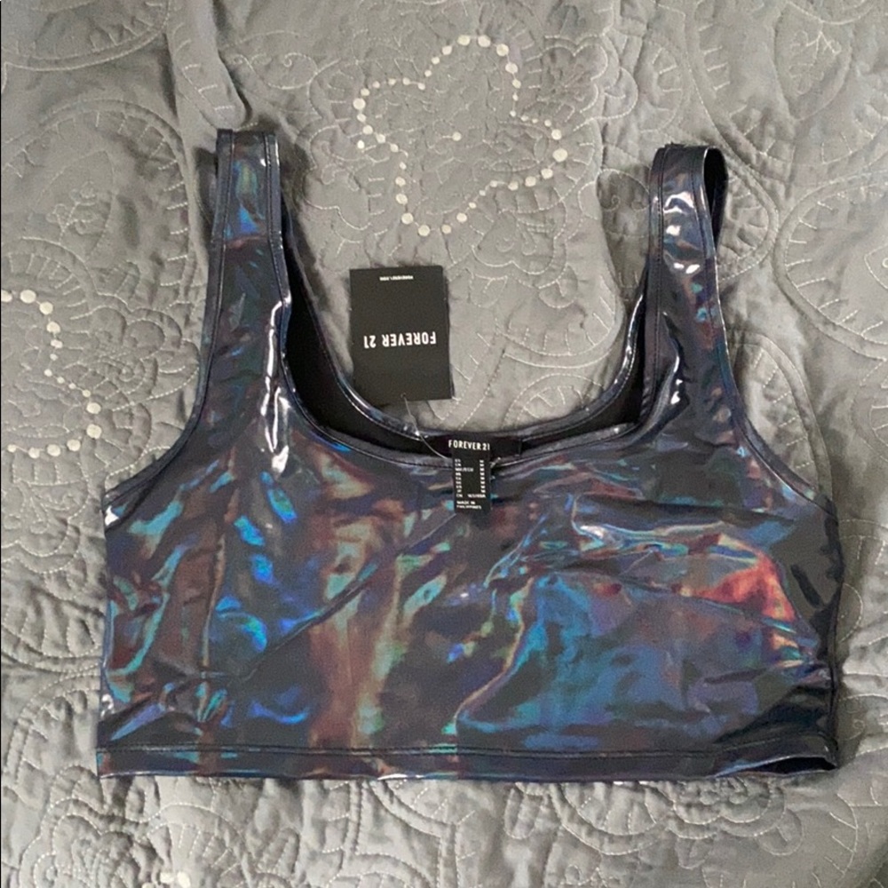 Forever 21 Oil Slick Holographic crop top
